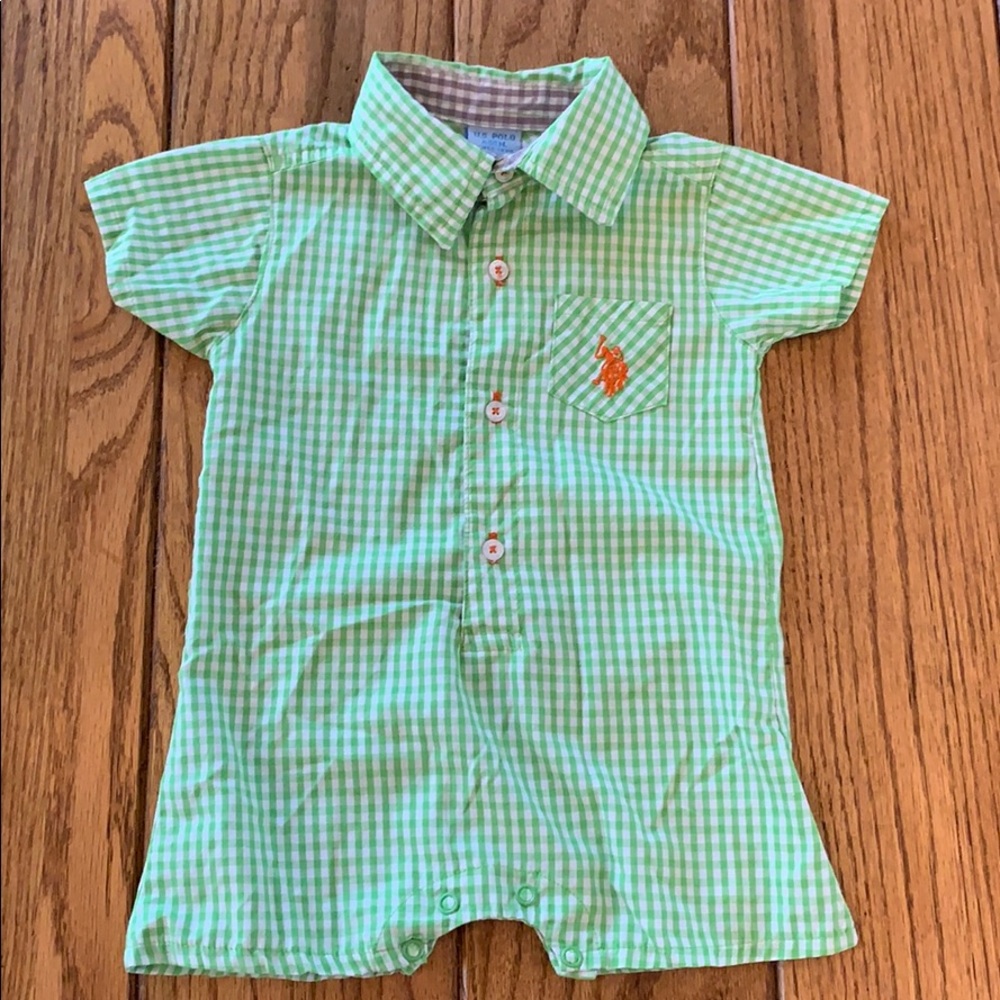Plaid, button-up onesie from U.S. Polo ASSN
